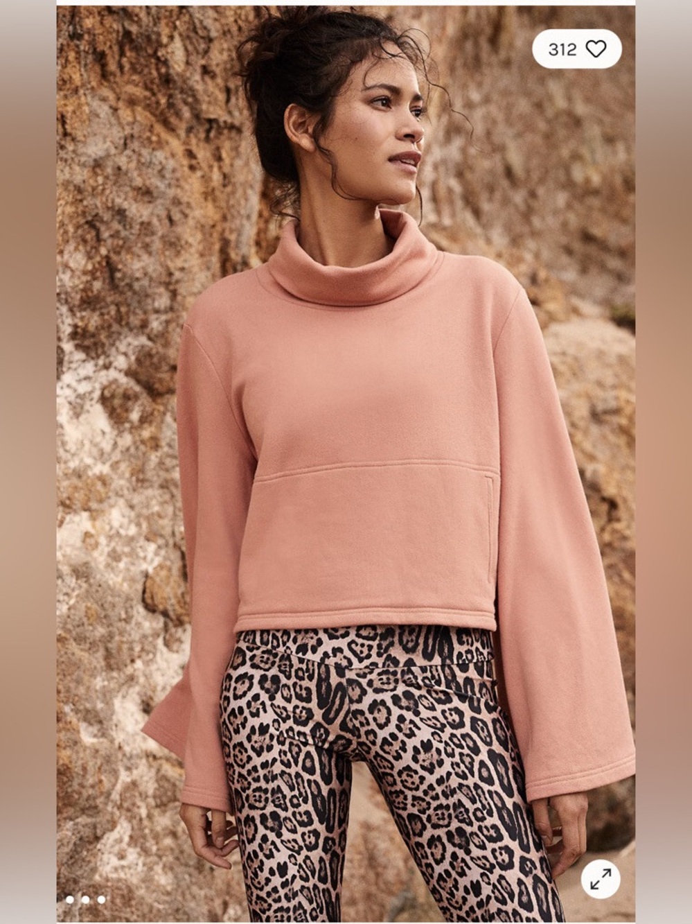 Free People Movement Salvation Turtleneck Flare Slit Sleeve Sweatshirt Size L